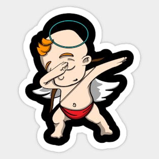 Dabbing Cupid I Boys Girls Kids Cute Valentines Day Sticker